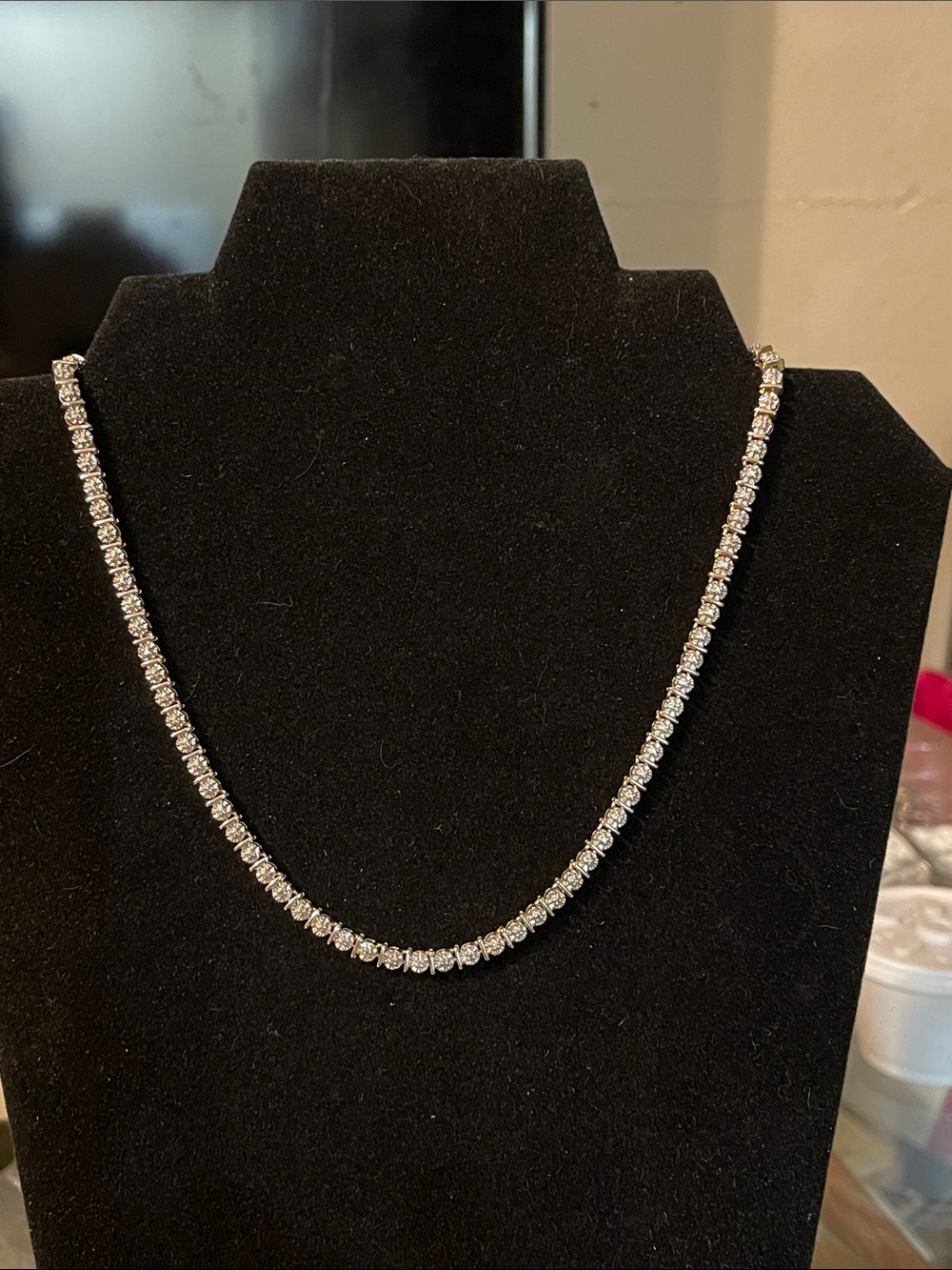 Sterling Silver Gold Tone Tennis Necklace